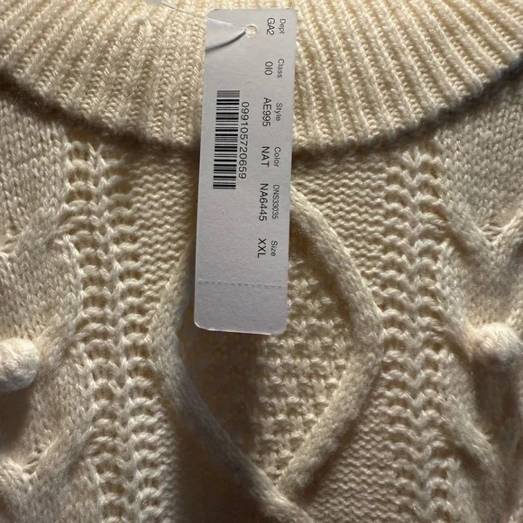 J. Crew Cream Cable Knit Sweater NWT XXL - Picture 2 of 4